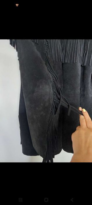 Męska kurtka z prawdziwego zamszu z frędzlami