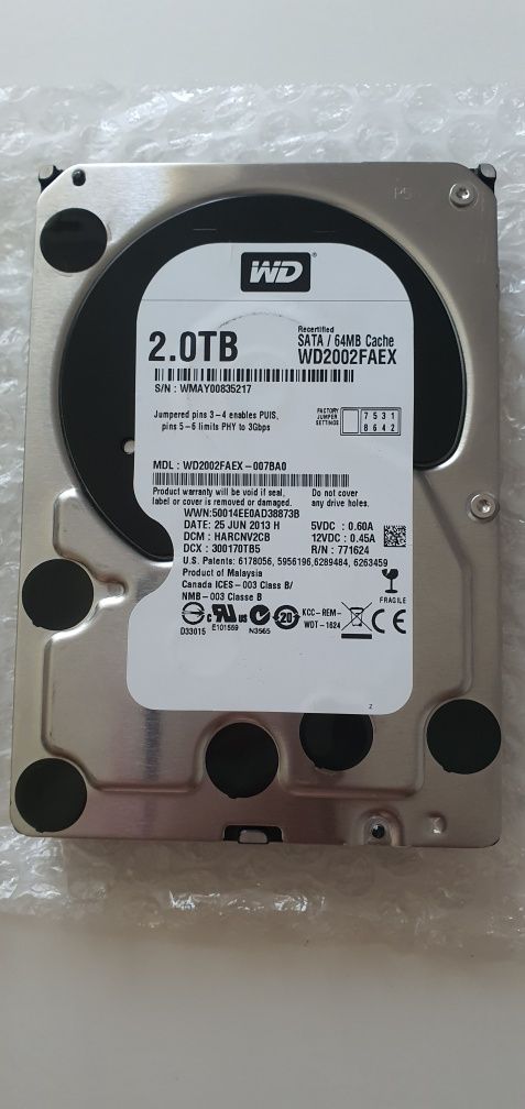 Dysk Twardy WD Caviar Black WD2002FAEX 2TB SATA-3 (217)