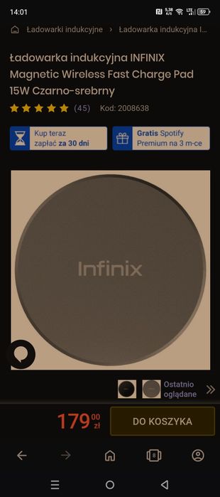 Sprzedam nową ładowarkę indukcyjną Infinix Magpad