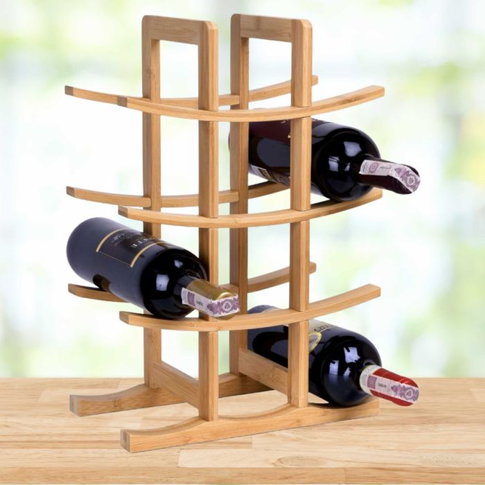 Stojak na wino regał półka bambusowa drewniana 12 miejsc