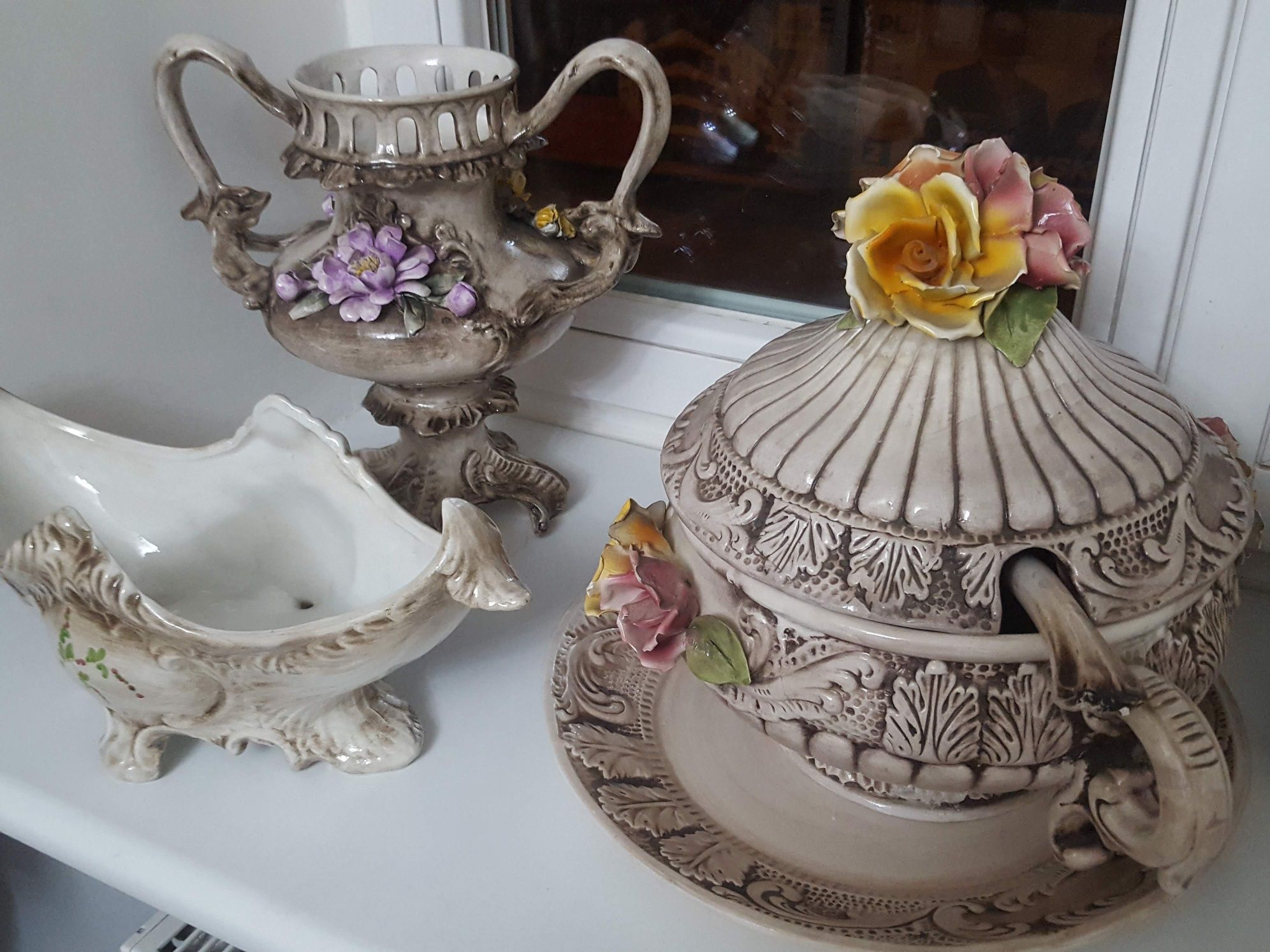 Porcelana ozdobna waza bassano piękna stara