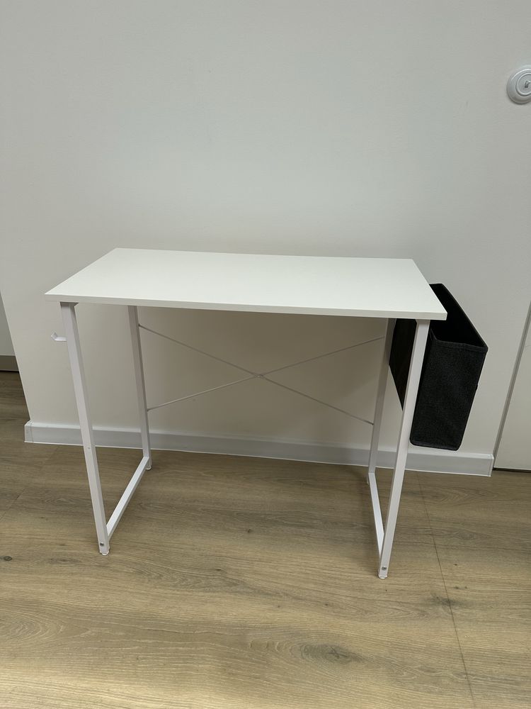 ODK biurko białe stolik 80x40x73,5cm z uchwytem i torbą