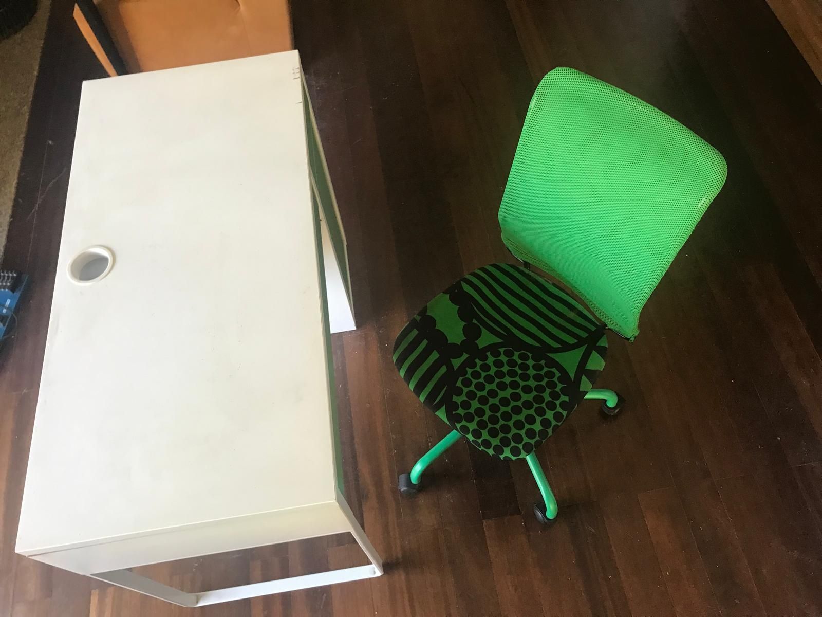 Secretária micke ikea branca verde e cadeira