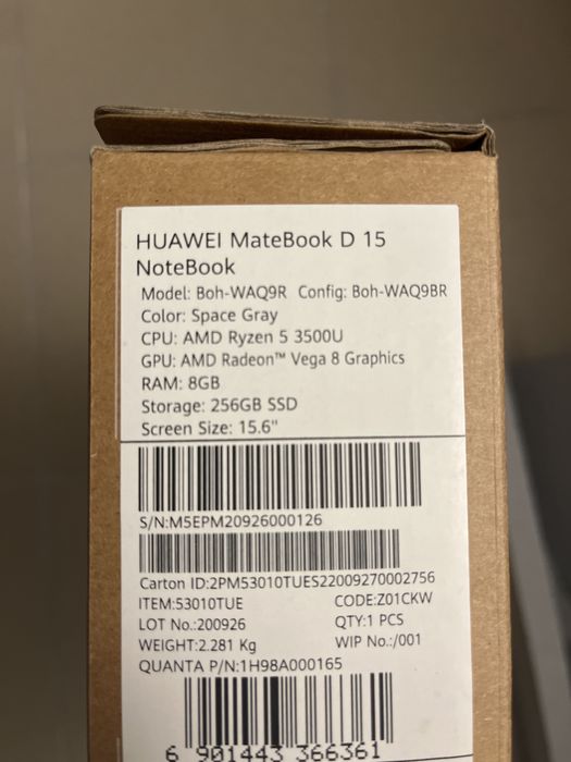 JAK NOWY Huawei D15 15,6 8/256 AMD Ryzen 5 WIN11 Office