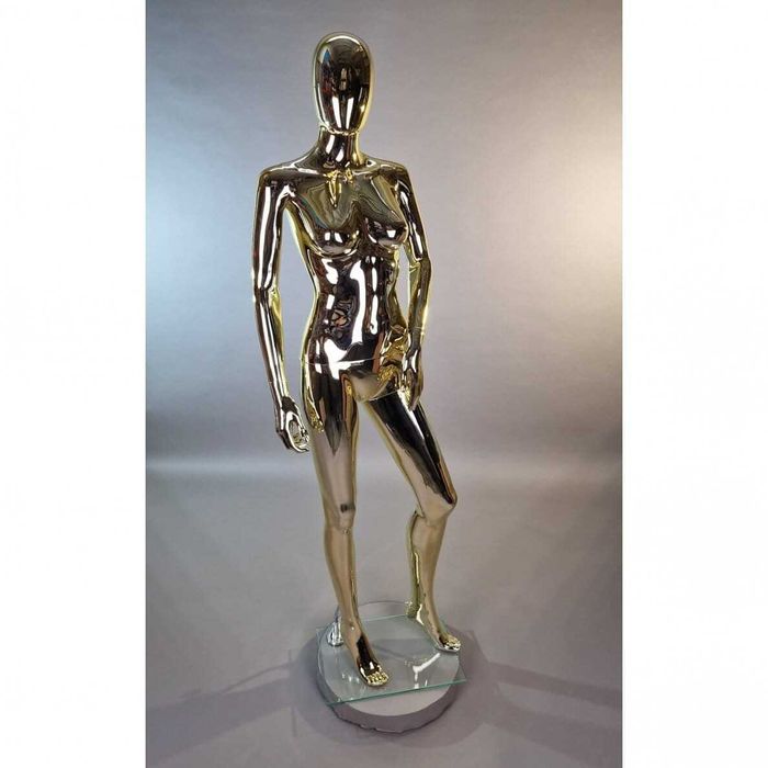 Manekin damski wystawowy  całopostaciowy złoty połysk/srebrny połysk