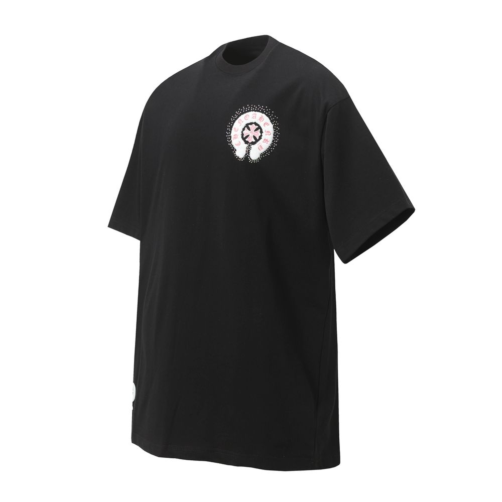 CHROME HEARTS футболка мужская оверсайз черная с розовым унисекс