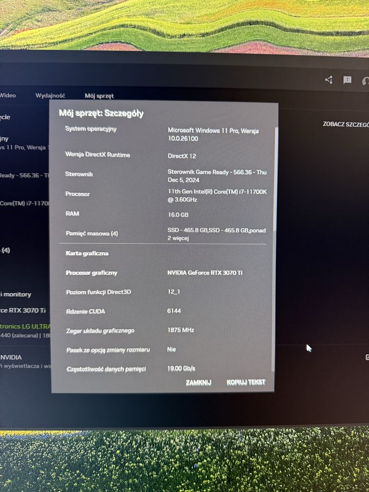 Komputer Gamingowy i7 11700k 16 GB ram RTX 3070 TI 8GB,