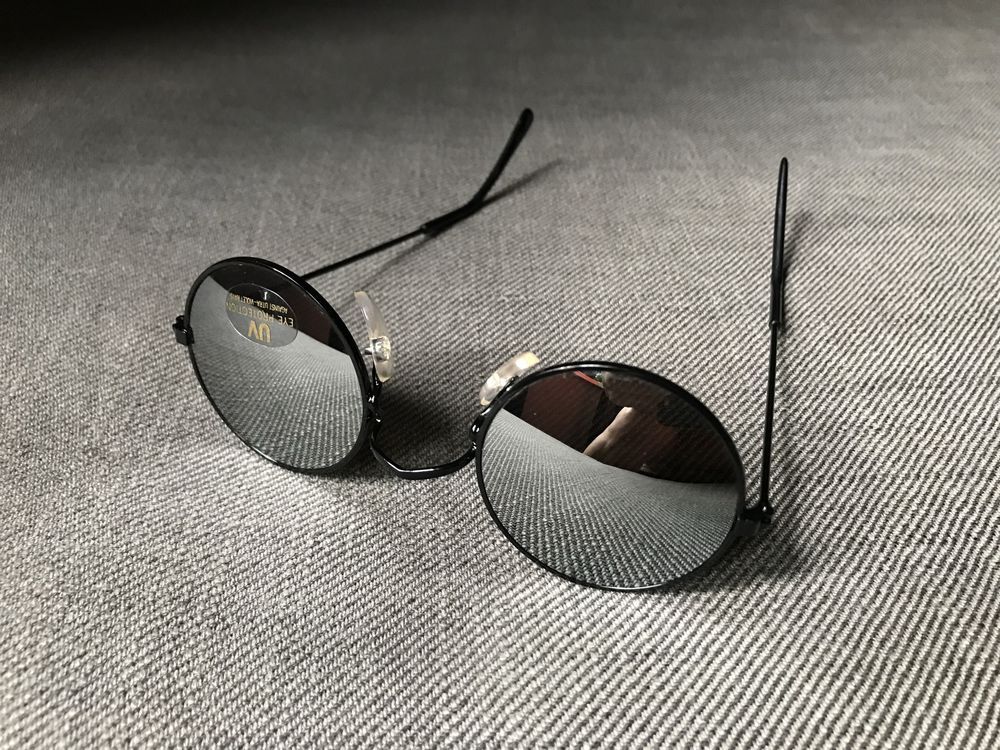 Okulary przeciwsłoneczne lenonki czarne lustrzanki komplet 2 sztuki no