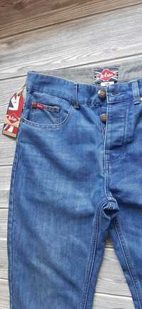 Jeansy męskie Lee Cooper spodnie denim S M guziki jeansowe proste
