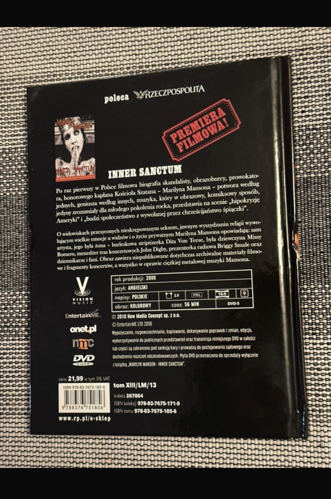Filmowa biografia DVD Inner Sanctum Marilyn Manson