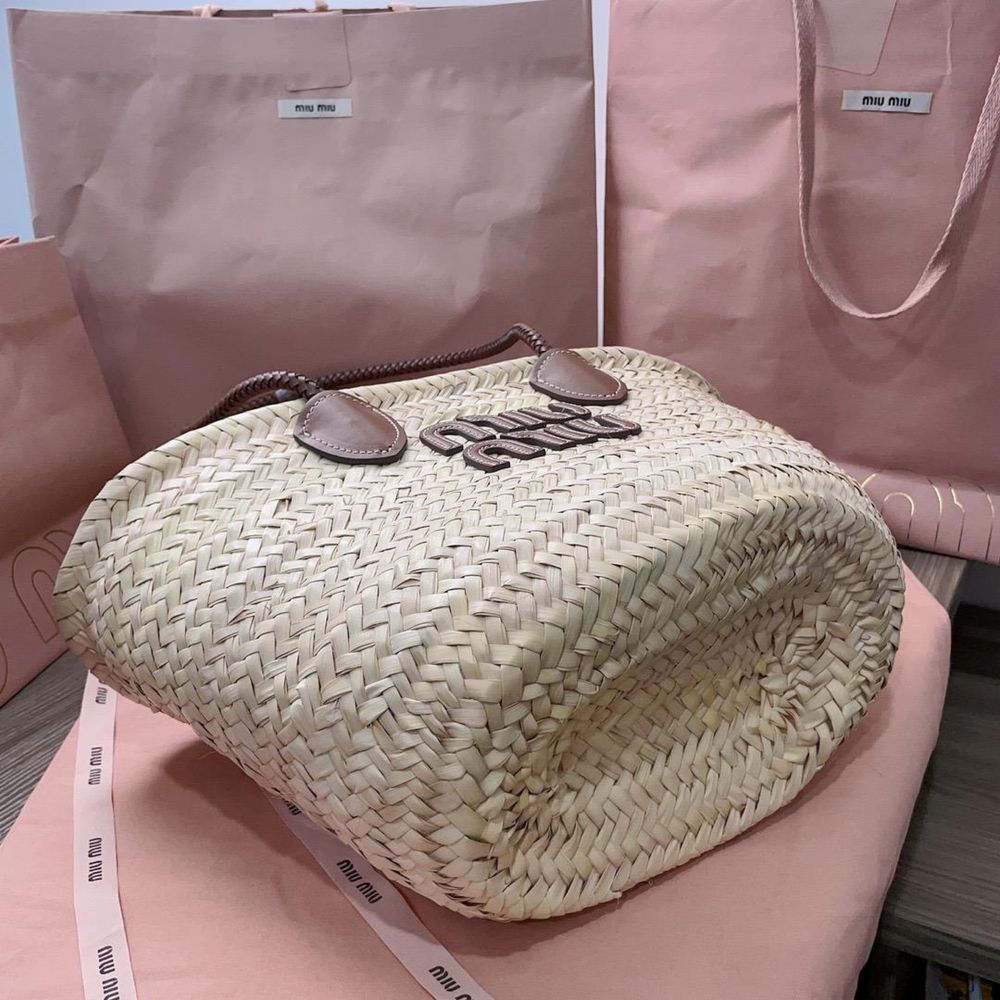 Koszyk Miu Miu Raffia Neutral