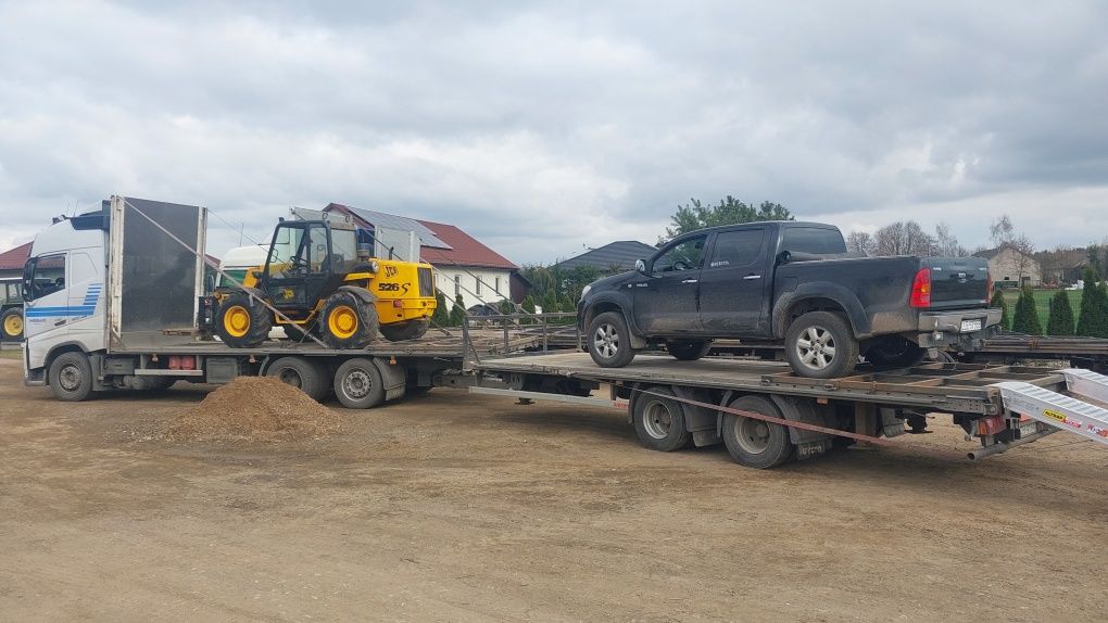Transport ciągników  maszyn słomy siana bel  laweta koparek traktorów