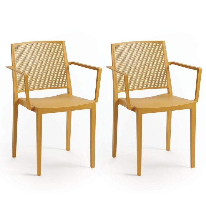 Cadeiras Grid com Braços Mostarda Tensai Furniture