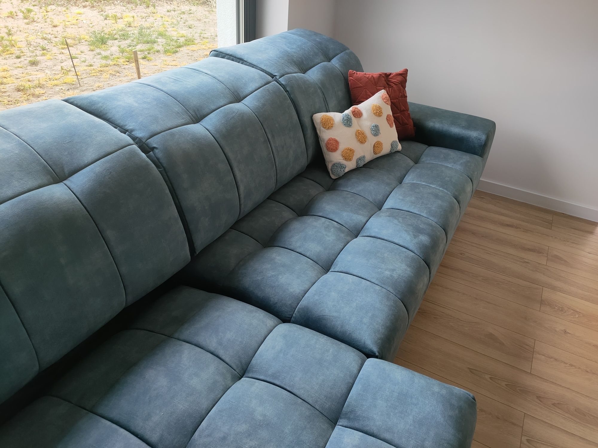 Duża sofa narożnik w kolorze morskim - 4,2*2,2m