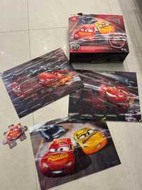 Zestaw 3w1 puzzle 3D Cars Disney Pixar wiek 3+