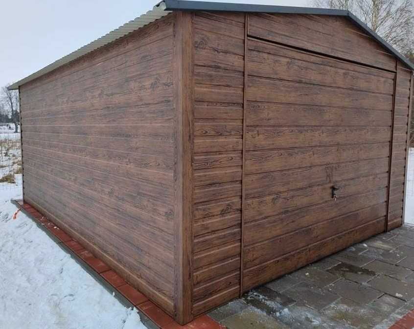 Garaż Dwustanowiskowy 6x5 Biel +  Orzech PROMOCJA