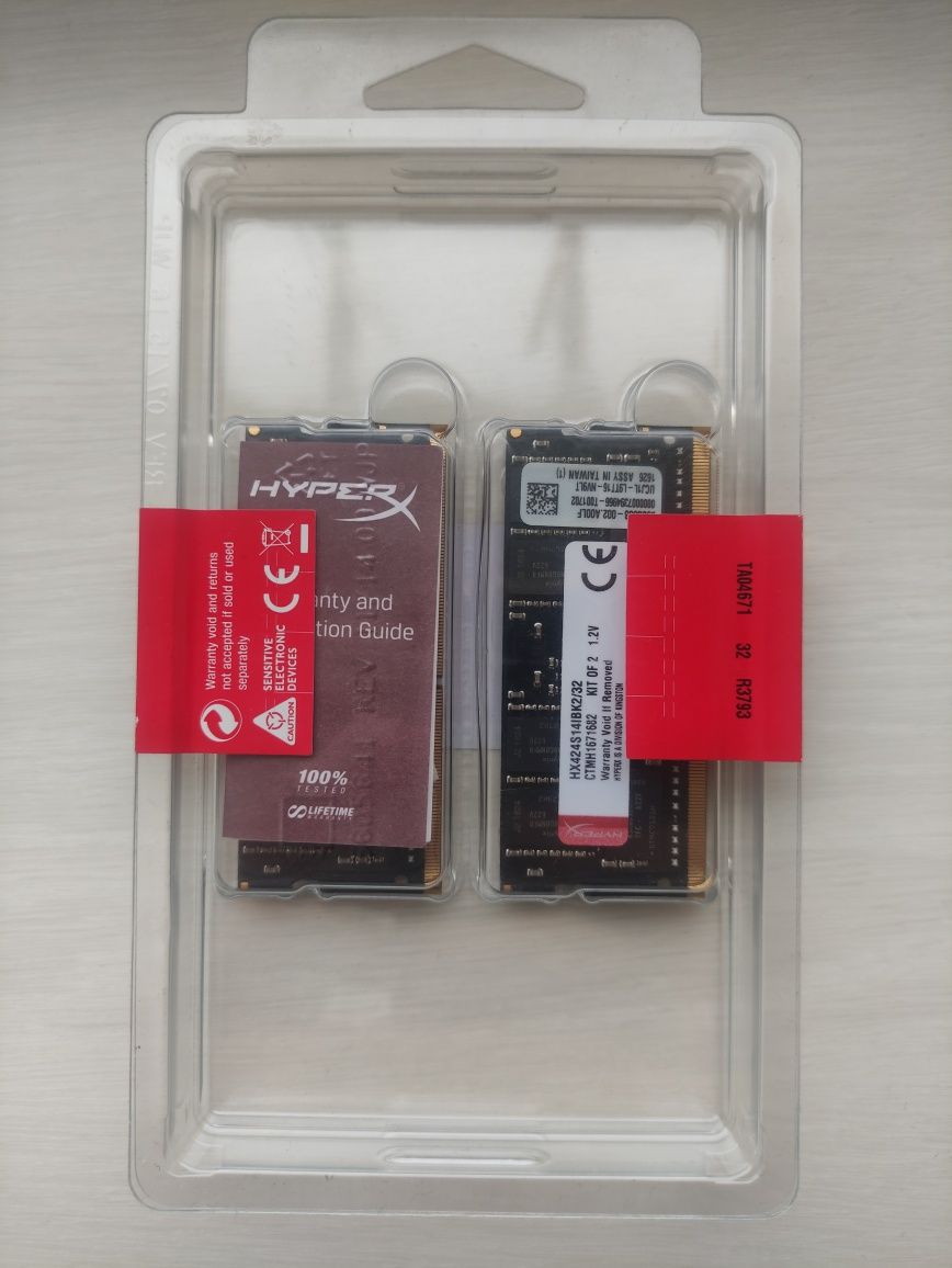 Пам'ять для ноутбуків HyperX 32 GB (2x16GB) SO-DIMM DDR4 2400 MHz (HX4