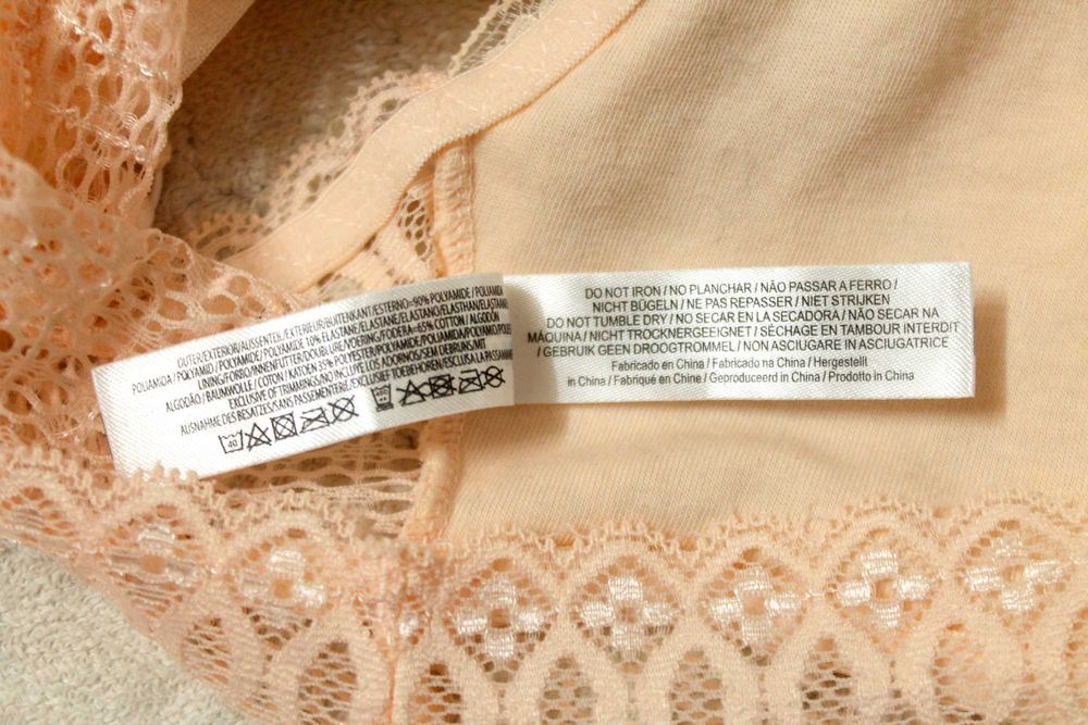 Secret Possessions Brzoskwiniowy Top Koronka Ażurowy Miękki Biustonosz