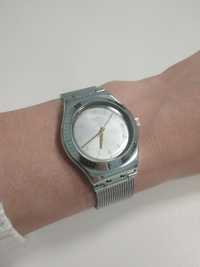 Zegarek swatch irony medium srebrny złote indeksy