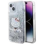 Etui Hello Kitty Liquid Glitter Charms Kitty Head na iPhone 14 - srebr