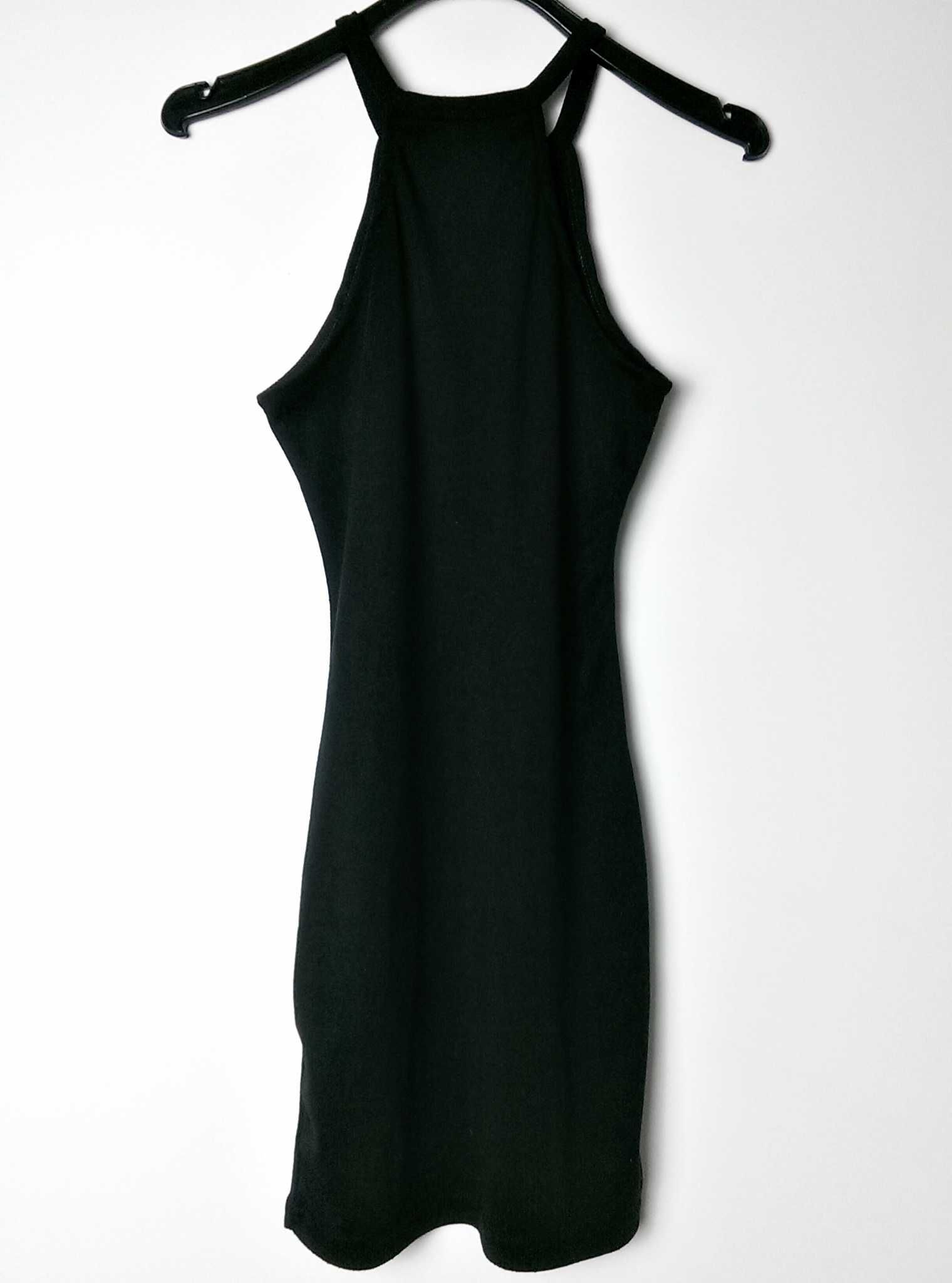 Czarna sukienka tunika dopasowana na ramiączkach bez rękawów S