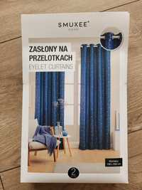 Smukee home zasłony na przelotkach komplet gotowe 138x250 granatowe