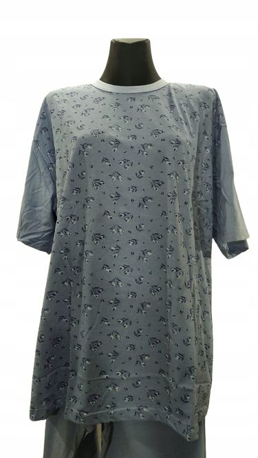 Piżama Damska Bawełna Krótki Rękaw Niebieska Xl