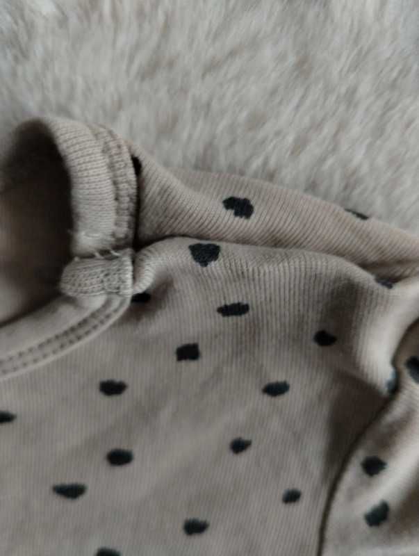 Body H&M cappuccino w czarne kropki r.80 (9-12 m)wzorzyste jasnobeżowy