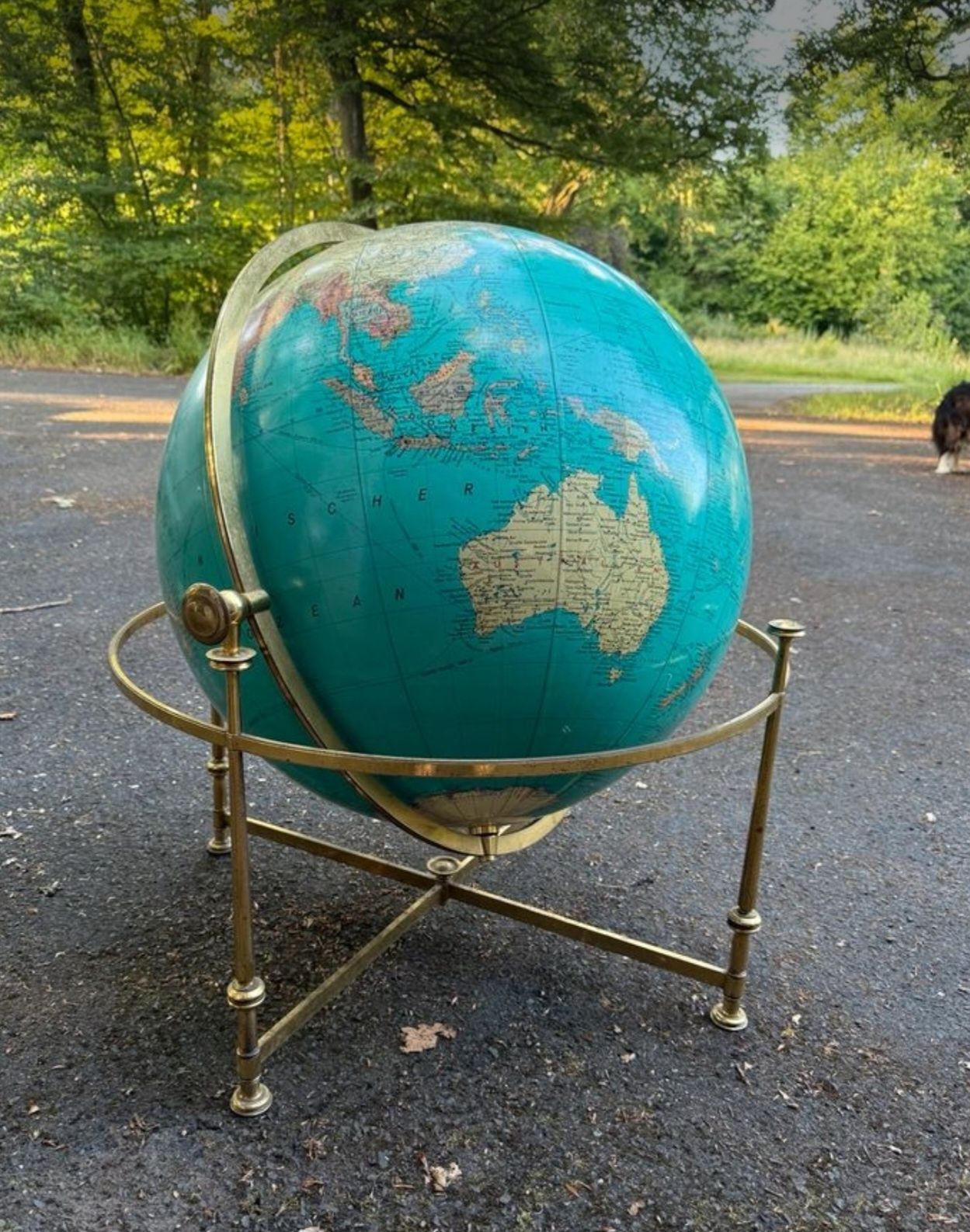 Unikatowy olbrzymie GLOBUS w mosieznej ramie. OBWÓD KULI - 198 cm