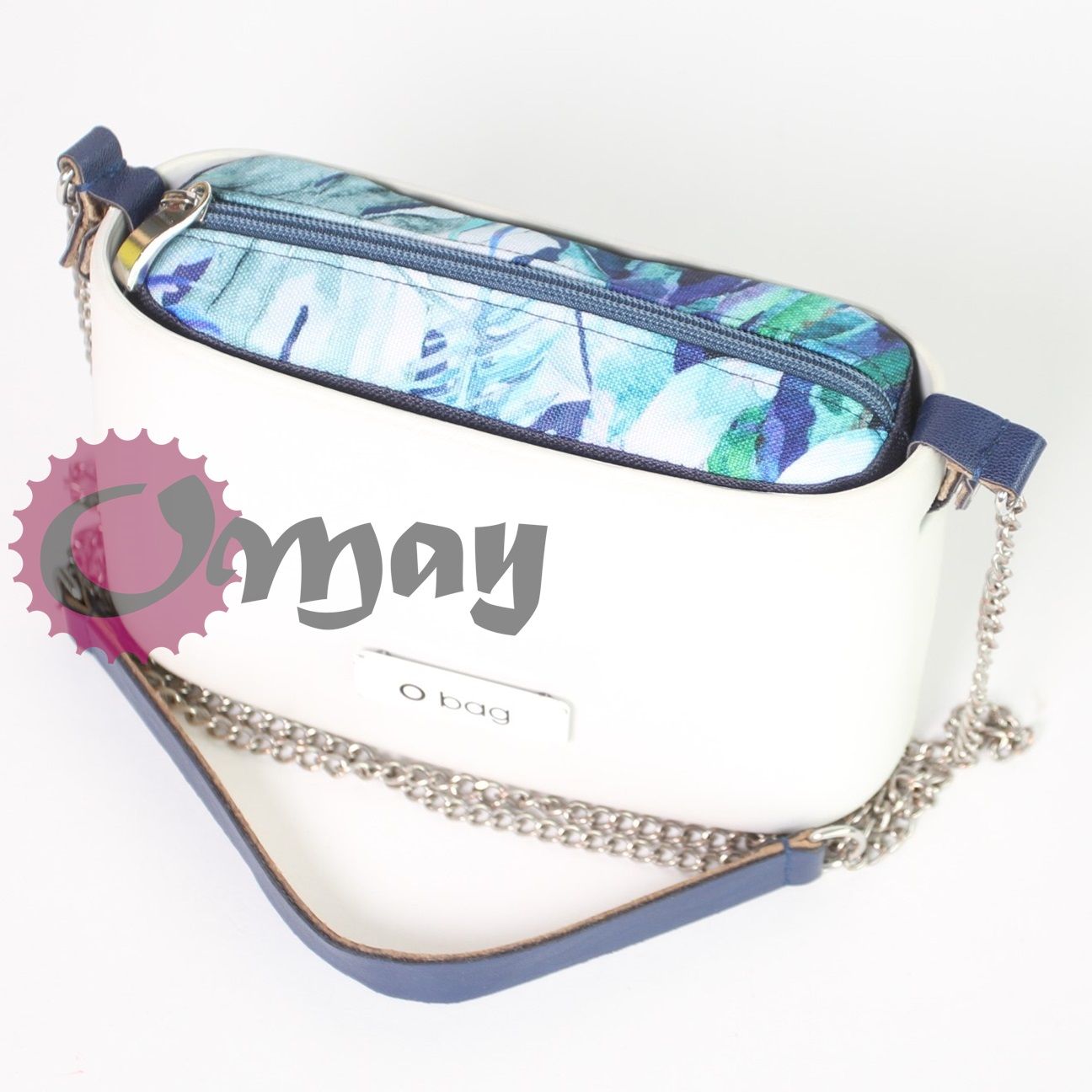Granatowy organizer do OBAG POCKET liście zielone 1 kieszeń wkład OMAY