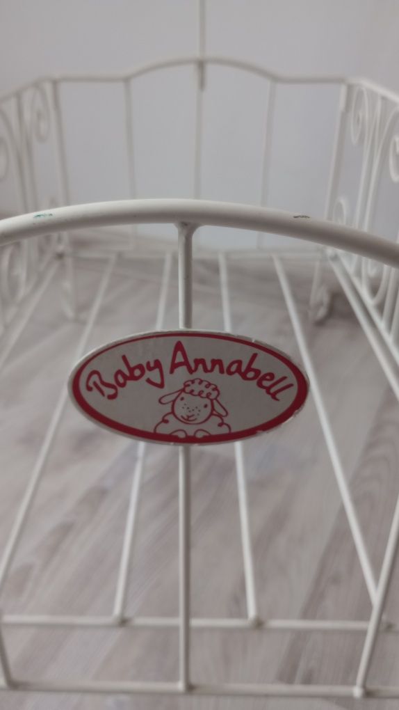 Piękne łóżeczko baby Annabell dla lalek metalowe śliczne białe wózek