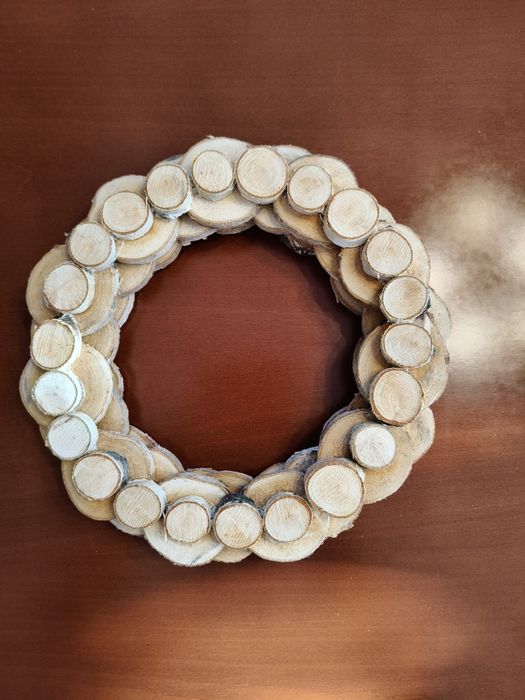 Wianek dekoracyjny, świąteczny - krążki brzozy