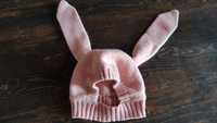 Czapka jesienna, różowy królik z uszami, urocza