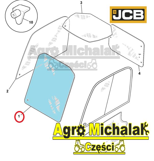 Szyba czołowa ładowarka JCB 524-50, 515-40, 527-50, 520-40, zam