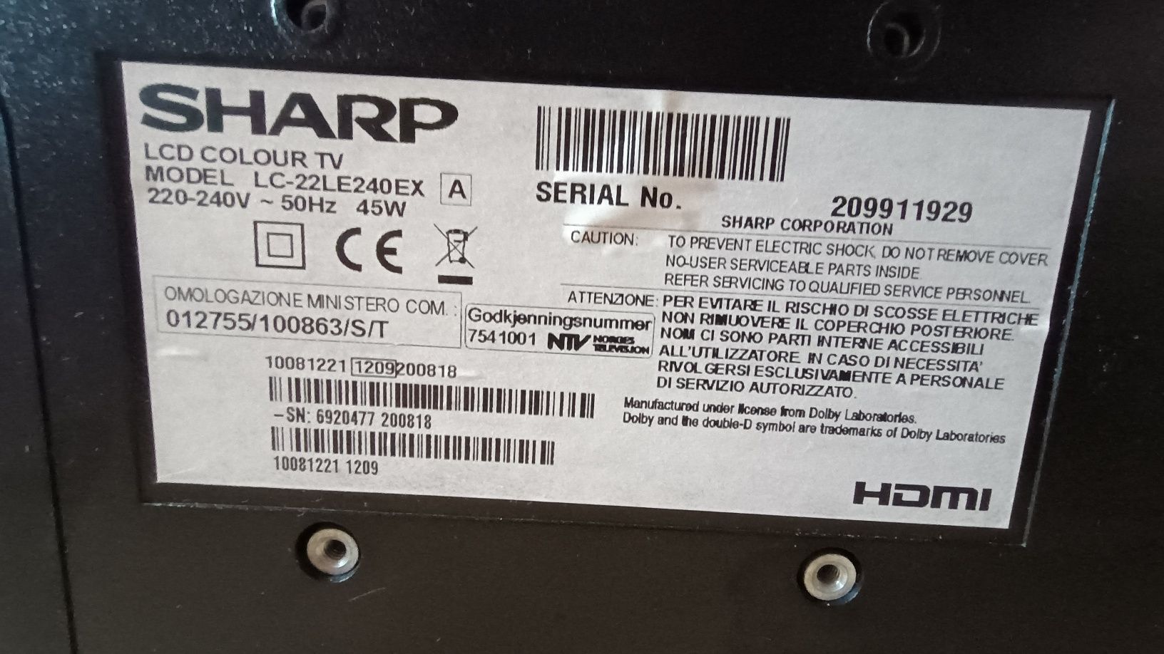 Telewizor Sharp 22 cale