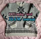 XS S M oversize wełniany sweter włoski scandi zimowy 100% wełna