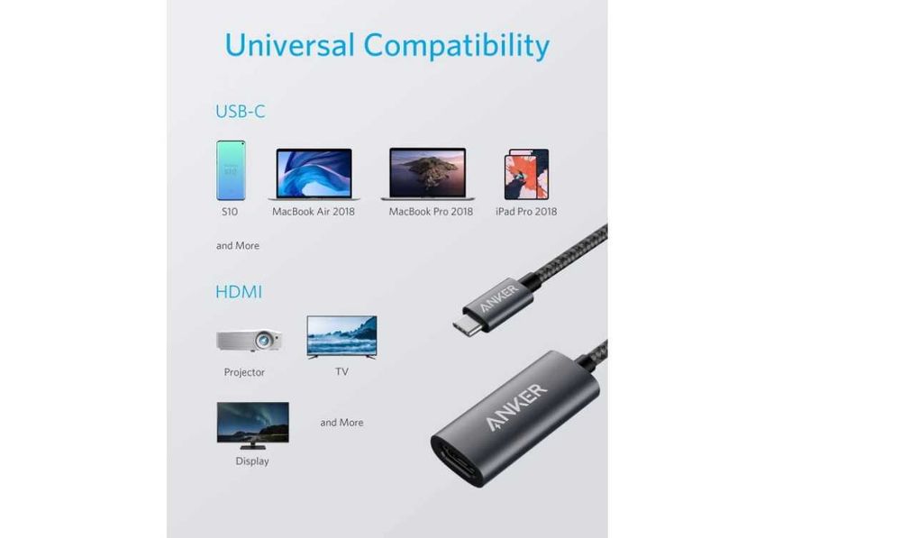 Anker USB C to HDMI Adapter (4K 60Hz), PowerExpand+ Aluminum for Mac