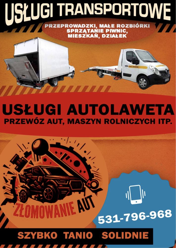 Transport przeprowadzki Usługi Transportowe, Przewoźnik, Autolaweta