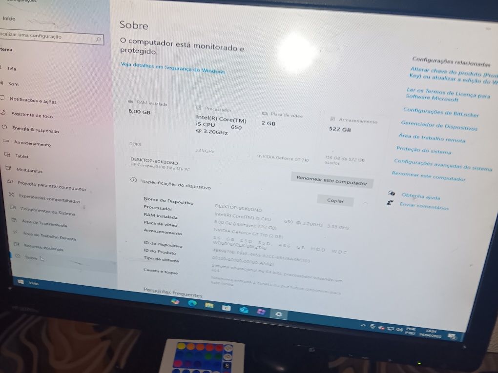 Computador hp completo com torre ecrã teclado e mouse 
 com Windows 11