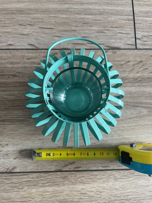 Świecznik lampion miętowy ażurowy