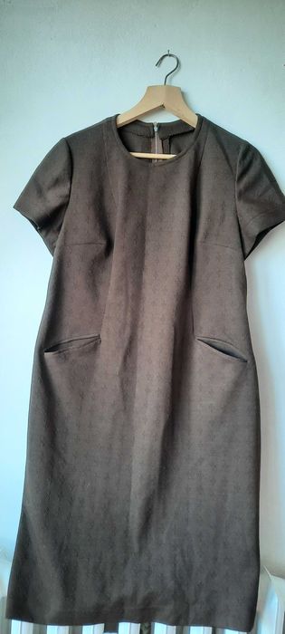 Sukienki z grempliny brązowa i beżowa