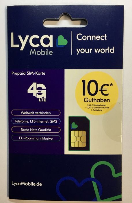 Lycamobile DE Prepaid SIM Karte Internet Flat Lyca Home and GO 120 GB