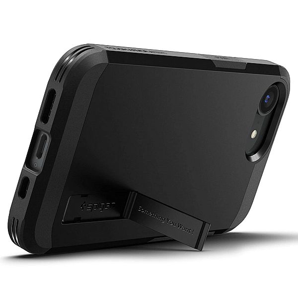 Etui Spigen Tough Armor z MagSafe na iPhone 16e z podstawką - czarne