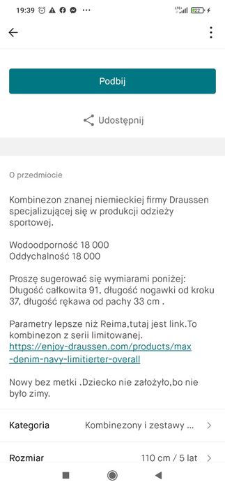 Kombinezon zimowy 104/110 wodoszczelność 18000 lepszy niż Reima