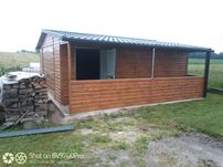 drewnopodobny garaż z zadaszeniem 5x6 6x6 profil zamknięty rynny