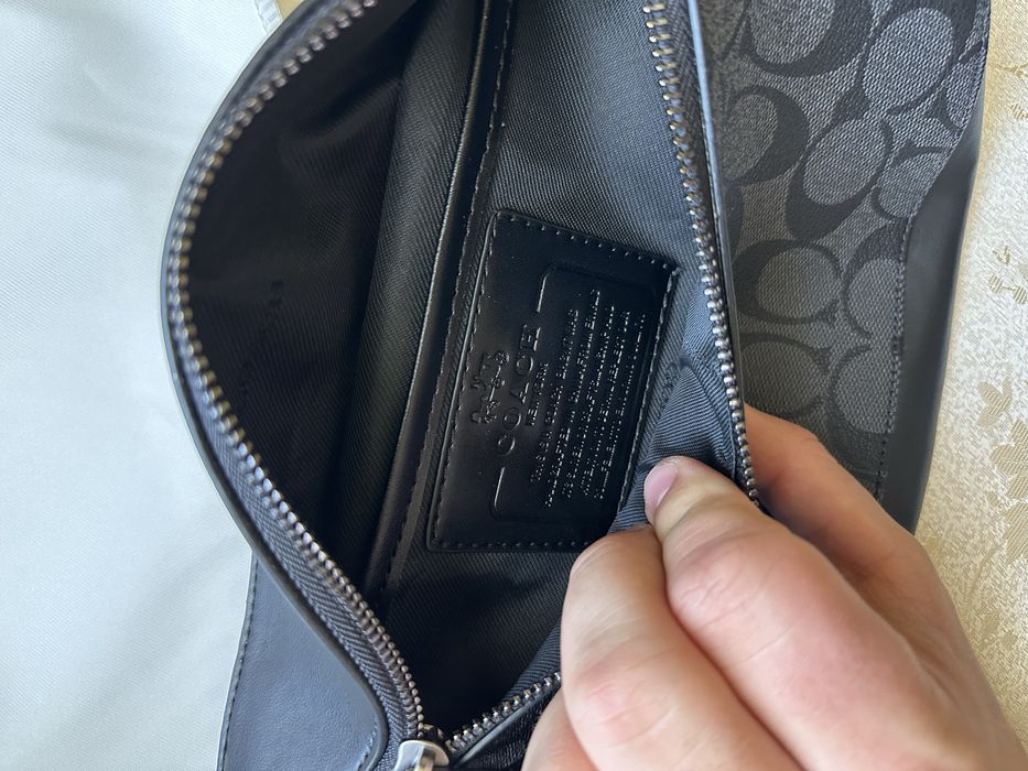 Сумка бананка Coach коуч коач месенжер шкіряний через плече