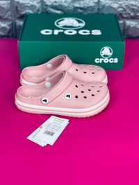 Сабо женские Crocs Crocband Резиновые кроксы тапочки шлепки пудра