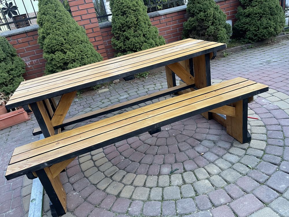 Własnoręcznie robiony Komplet mebli ogrodowych Stół z ławkami ogrodowy