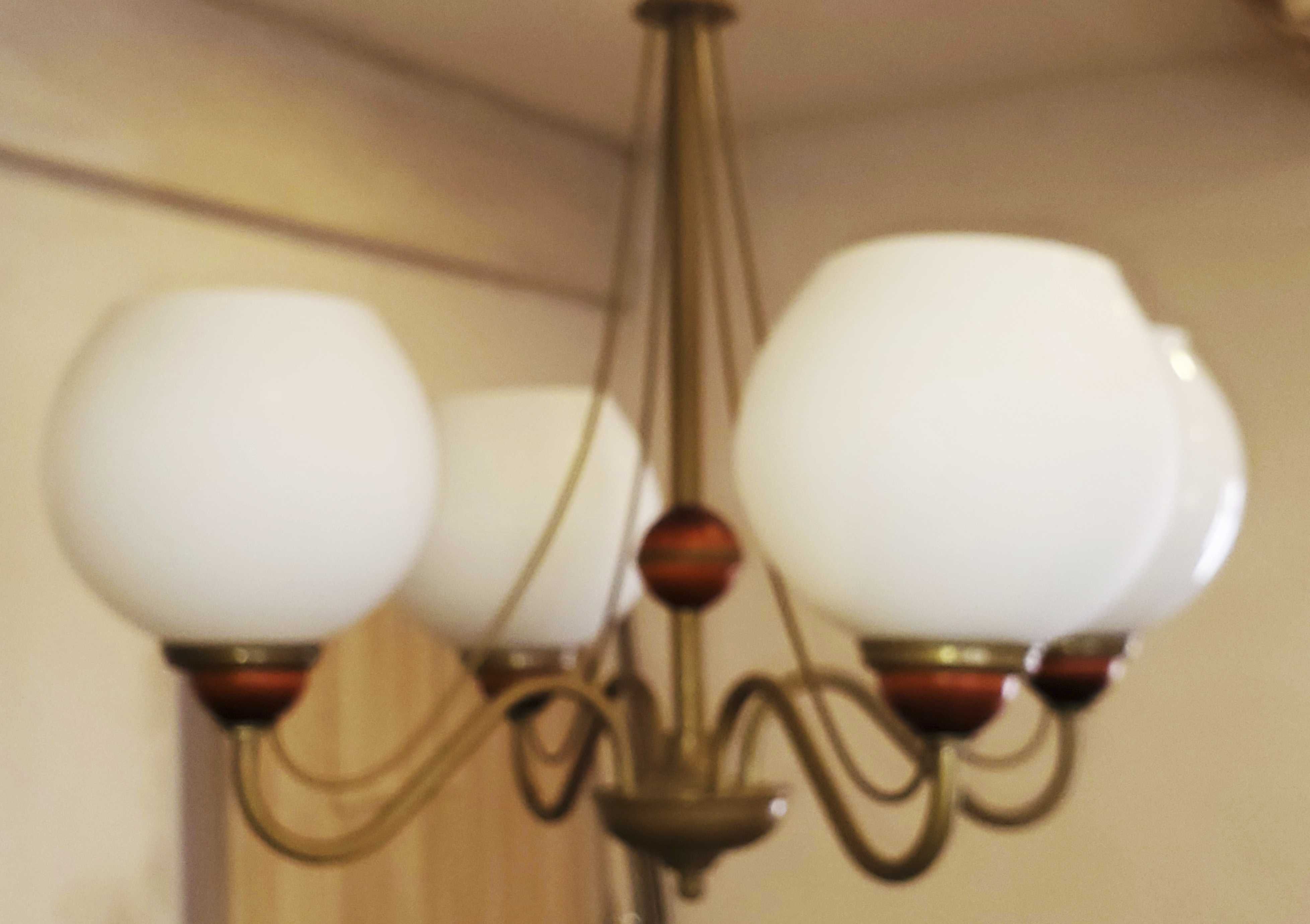Lampa żyrandol mosiężna cztery klosze