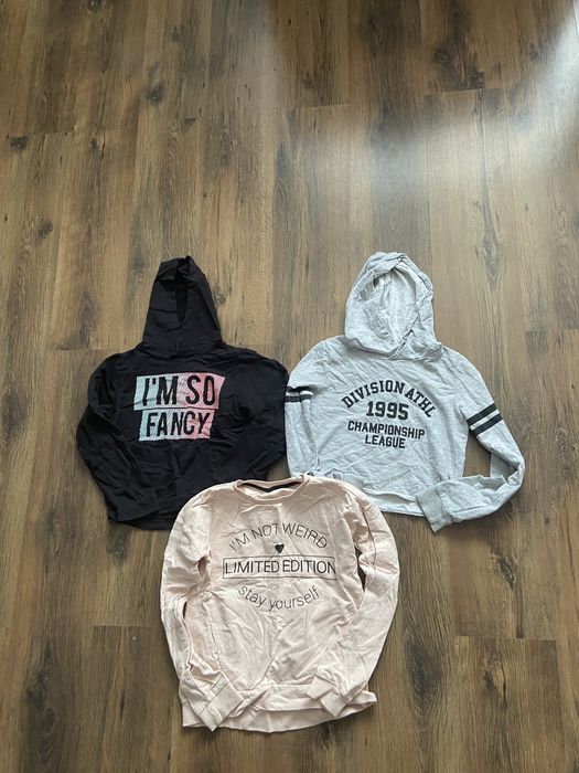 3 Bluzy, bluzki długi rękaw 146-152cm